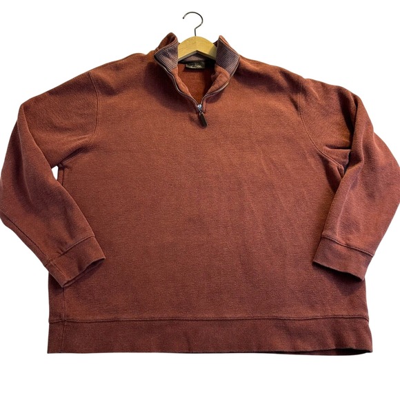 Tasso Elba Other - Tasso Elba Spa Mens Rust Red Dad Pullover Henley Cotton Sz XXL 1/4‎ Zip Sweater